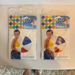 Vintage Intex Go for Sun Beach Ball New in Package Inflatable Colorful